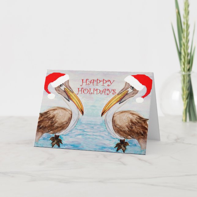 Cartes de Noël Santa pélicans (Devant)