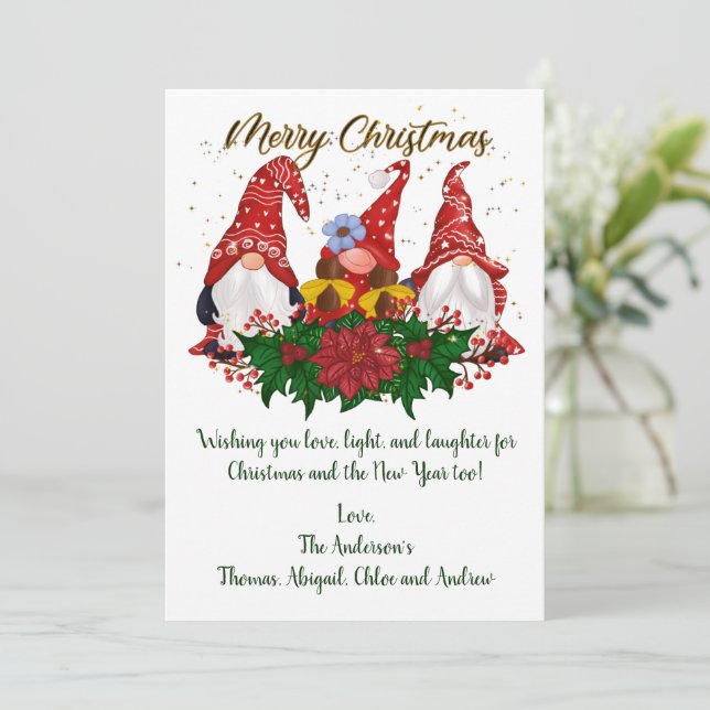 Cartes de Noël tendance avec des gnomes de Noël et (Debout devant)