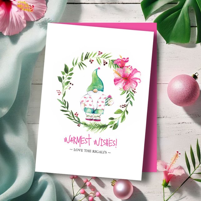 Cartes de Noël tropicales à l'aquarelle mignonnes (Tropical Christmas cards watercolor beach art by Victoria Grigaliunas of Do Tell A Belle)