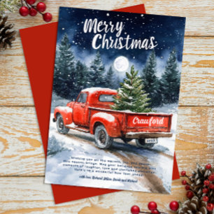 Cartes de Noël vintage Red Truck Farming