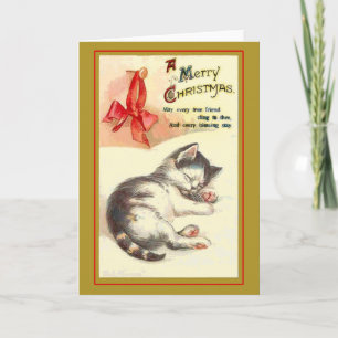 Cartes de Noël Vintage Sweet Kitten