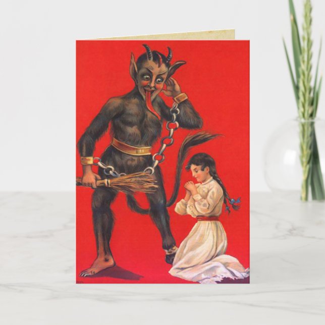 Cartes de Noël vintages de Krampus (Devant)