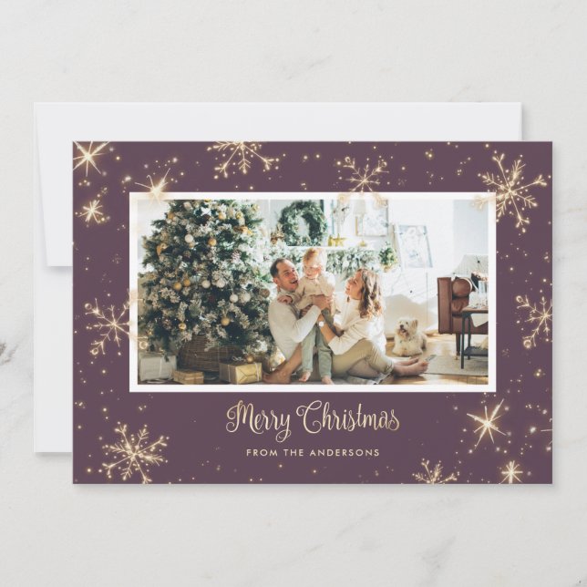 Cartes de Noël Violet Sparkly Photo (Devant)