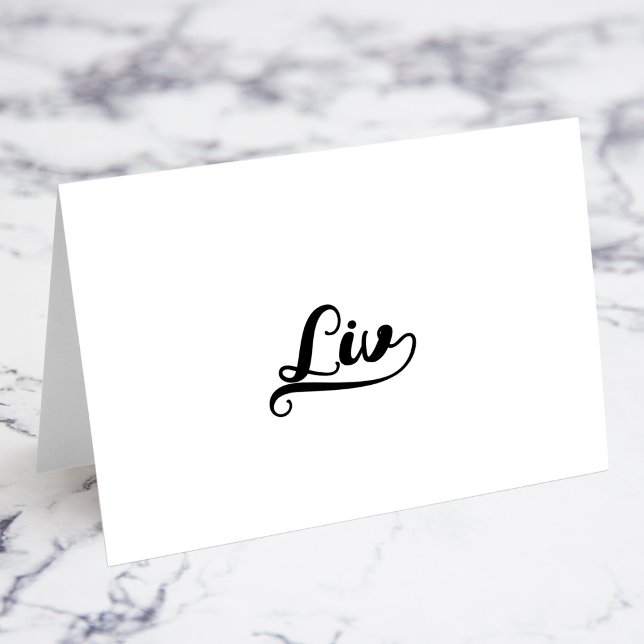 Cartes de nom avec fioritures Bold Brush Script V (Bold Brush Script V Swash Name Place Cards)