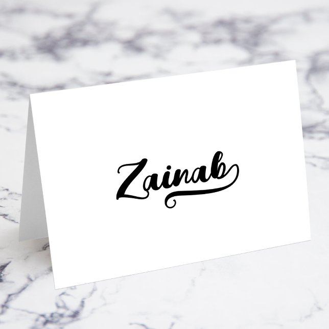 Cartes de nom avec lettrage gras Brush Script B Sw (Bold Brush Script B Swash Name Place Cards)