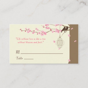 Cartes de nom de fleurs cerises Inséparables