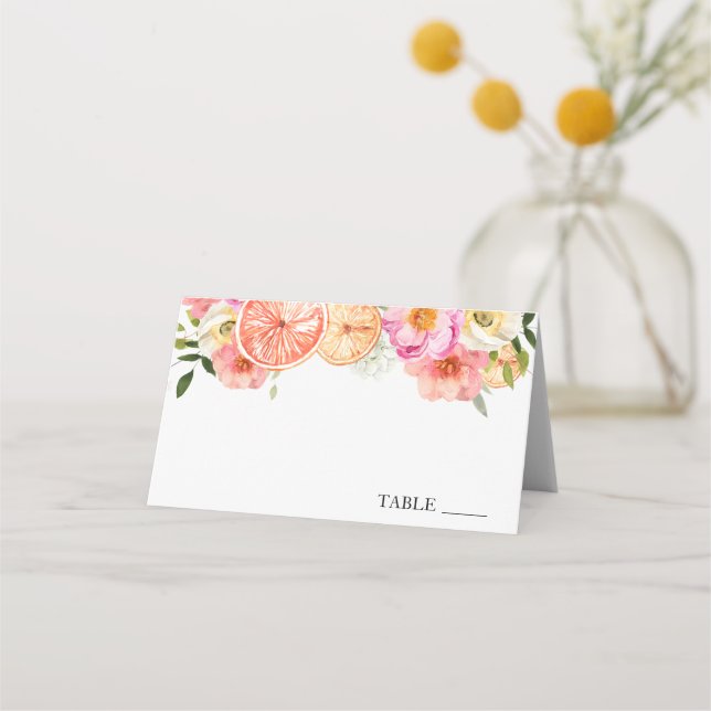 Cartes de nom de fleurs d'agrumes roses (Devant)