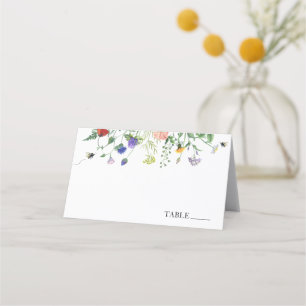Cartes de nom de fleurs sauvages et d'abeilles