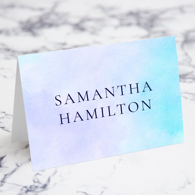 Cartes de nom de lieu à l'aquarelle bleu lilas pas (Pastel Lilac Blue Watercolor Name Place Cards)
