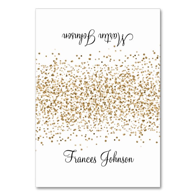 Cartes de nom de lieu blanches avec paillettes dor (Par défaut)