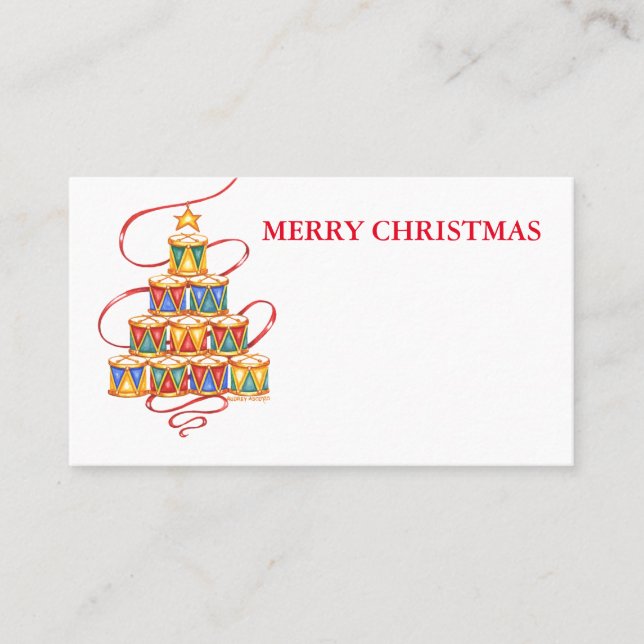 Cartes de nom de lieu de Noël Arbre de tambours (Devant)