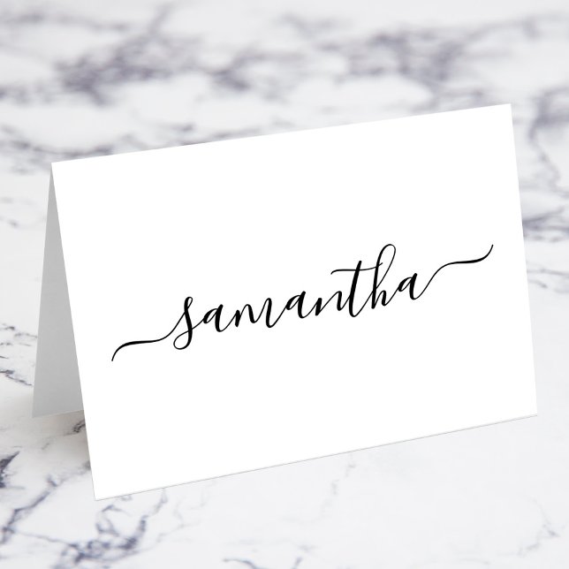 Cartes de nom de lieu de signature de script éléga (Black Elegant Script Signature Name Place Cards)