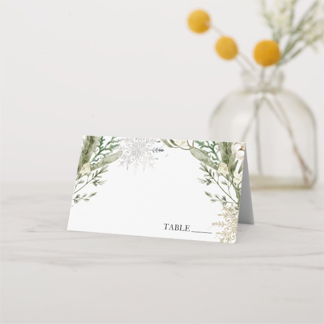Cartes de nom de lieu élégantes à feuilles persist (Devant)