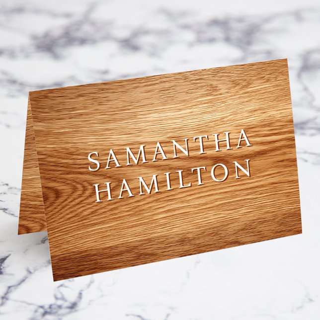 Cartes de nom de lieu en bois de chêne faux blanc (Faux Oak Wood White Name Place Cards)