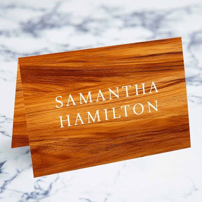 Cartes de nom de lieu en faux bois de teck blanc (Faux Teak Wood White Name Place Cards)