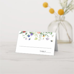 Cartes de nom de lieu Fleurs sauvages et abeilles 