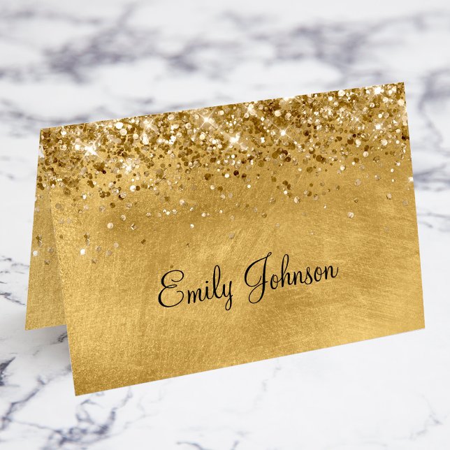 Cartes de nom de lieu individuelles dorées scintil (Fold Your Own Individual Place Cards - Product requires some craft work.)