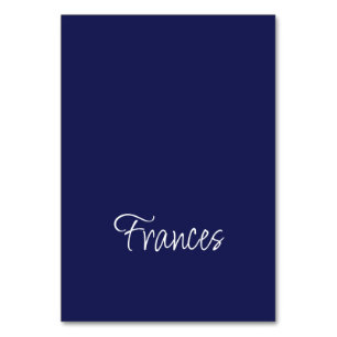 Cartes de nom de lieu individuelles Navy et Blanc