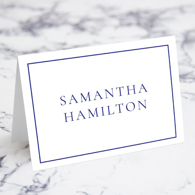 Cartes de nom de lieu personnalisées Blue Thin Lin (Blue Thin Line Border Individual Name Place Cards)