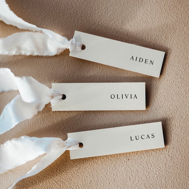 Cartes de nom de mariage minimalistes couleur crèm (Delivered untrimmed)