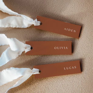 Cartes de nom de mariage minimalistes en terre cui