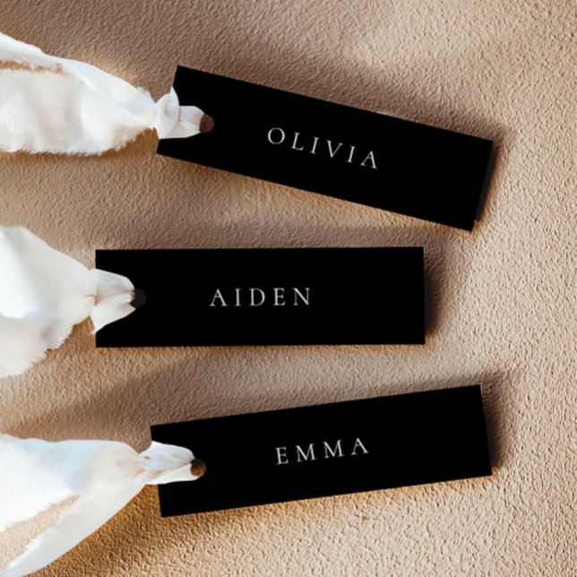 Cartes de nom de mariage noir (Delivered untrimmed)