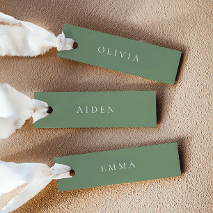 Cartes de nom de mariage vert sauge