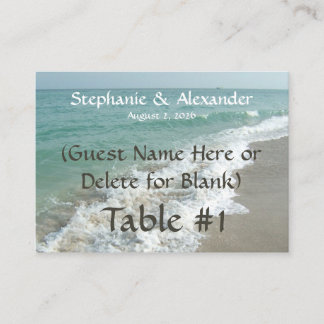 Cartes de nom de table de mariage de destination,