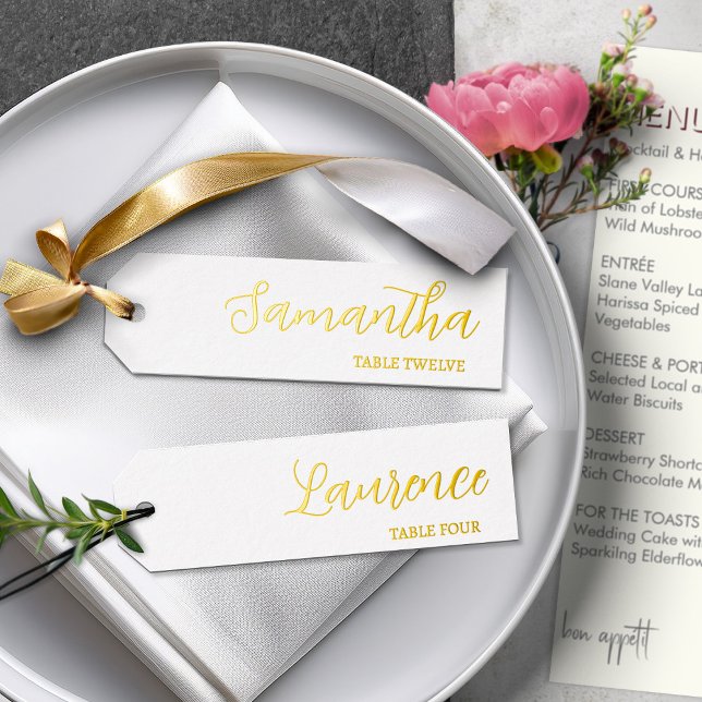 Cartes de nom de table de mariage élégantes en or  (Créateur téléchargé)