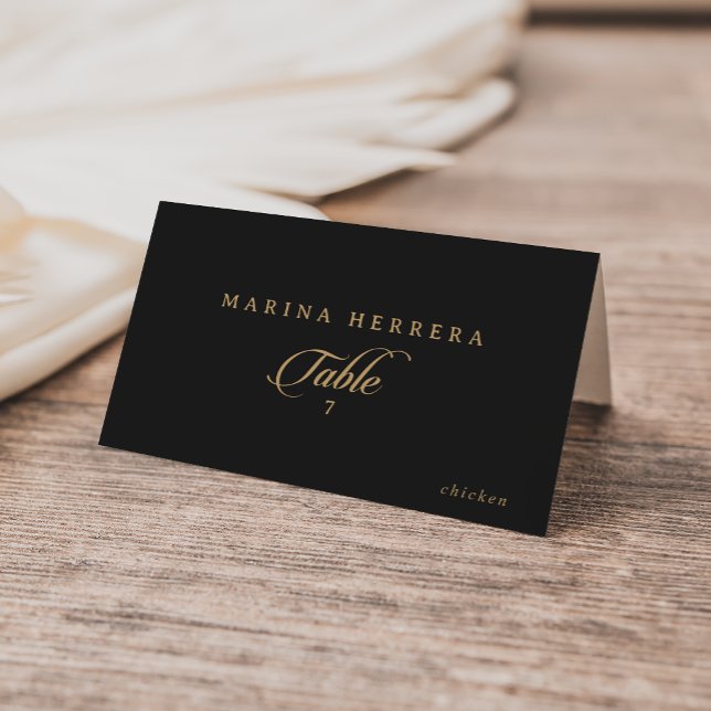 Cartes de nom d'invité noir et or Classiques (Créateur téléchargé)