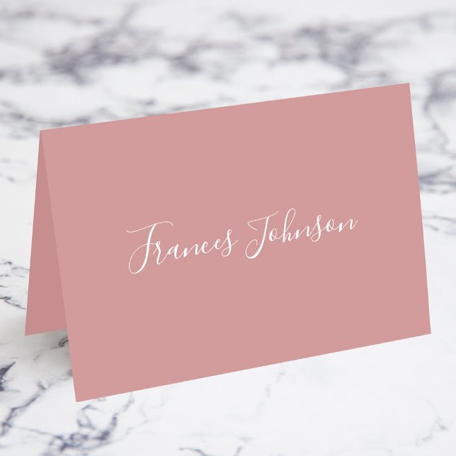 Cartes de nom élégantes rose poussiéreux (Dusty Pink Elegant Full Name Place Cards)