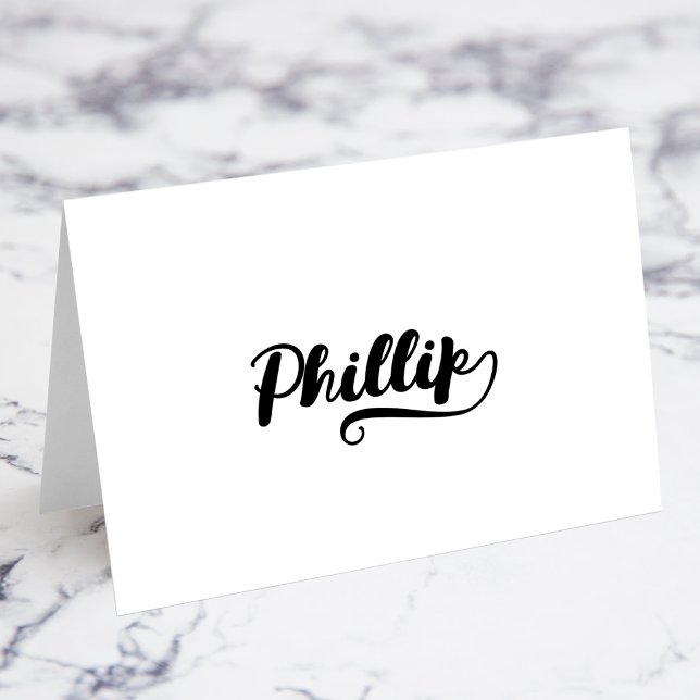 Cartes de nom et de lieu avec écriture Brush Scrip (Bold Brush Script P Swash Name Place Cards)
