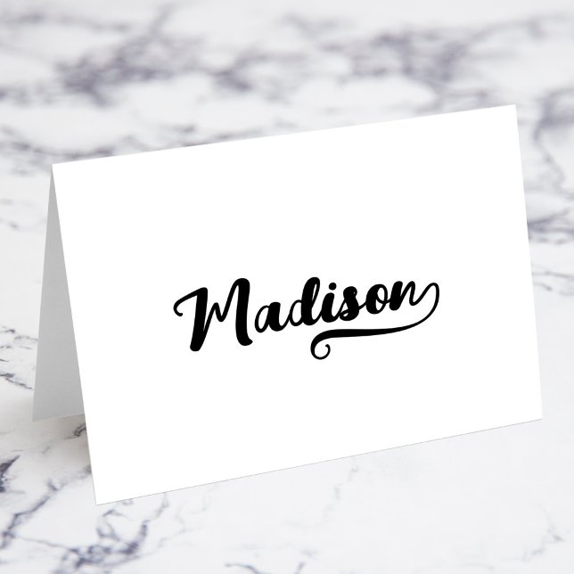 Cartes de nom et de lieu en écriture Brush Script  (Bold Brush Script N Swash Name Place Cards)