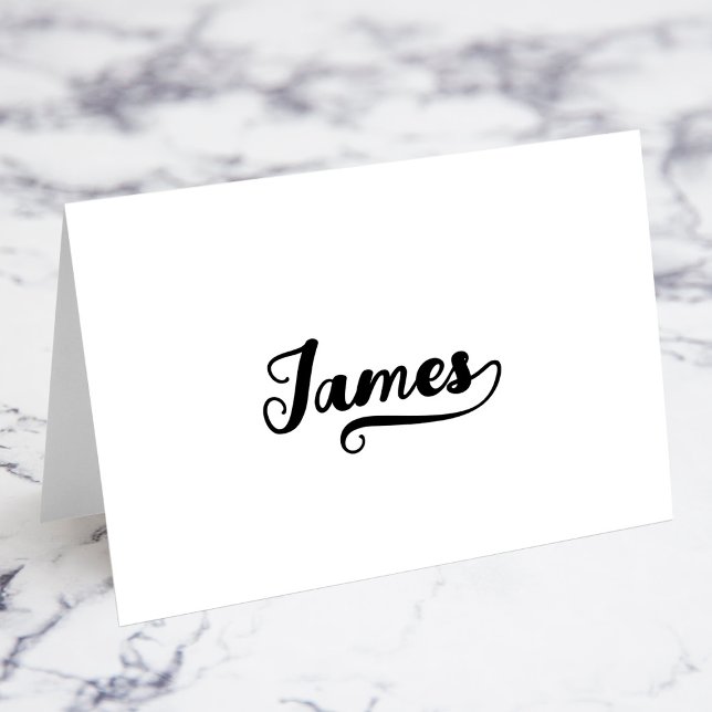 Cartes de nom et de lieu en écriture pinceau gras  (Bold Brush Script S Swash Name Place Cards)