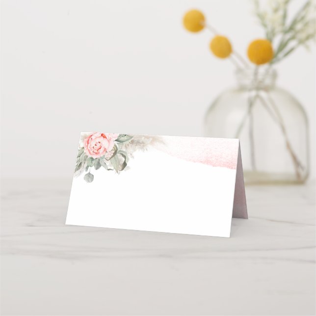Cartes de Nom Floral Rose (Devant)