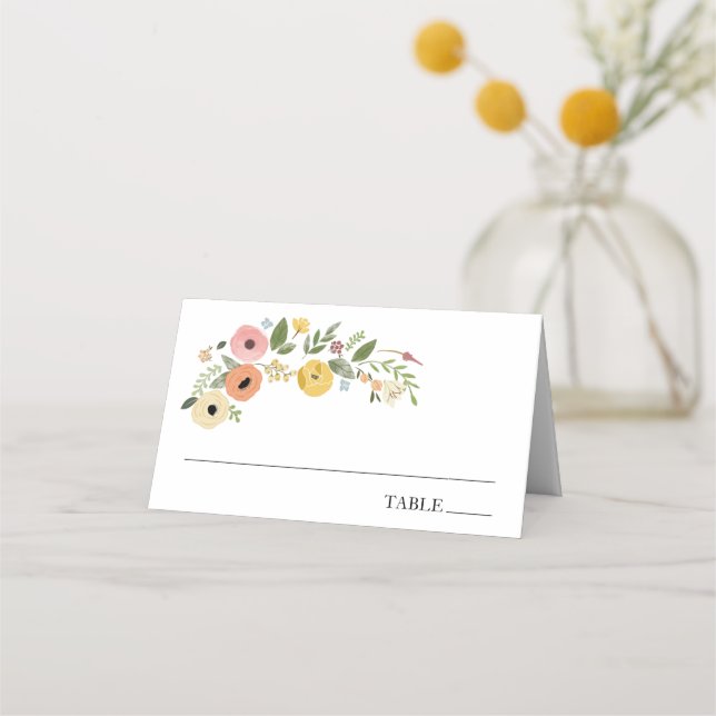 Cartes de nom florales boho vintage (Devant)