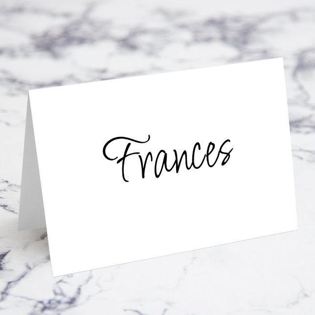Cartes de nom individuel de lieu à l'écriture mode (Modern Script Individual First Name Fold Your Own Place Cards)
