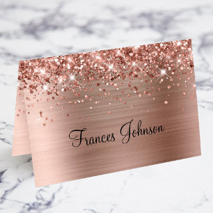 Cartes de nom individuelles Rose Gold Pailleté