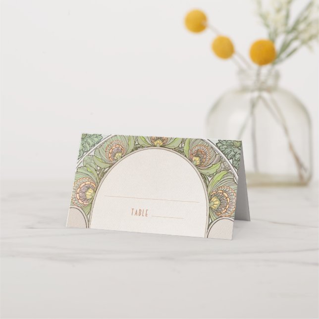 Cartes de nom Mariage Table Vintage Art Nouveau (Devant)