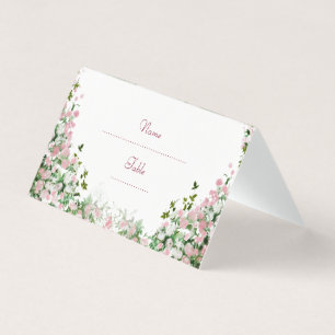 Cartes de nom pliées florales rose poussiéreuse ro