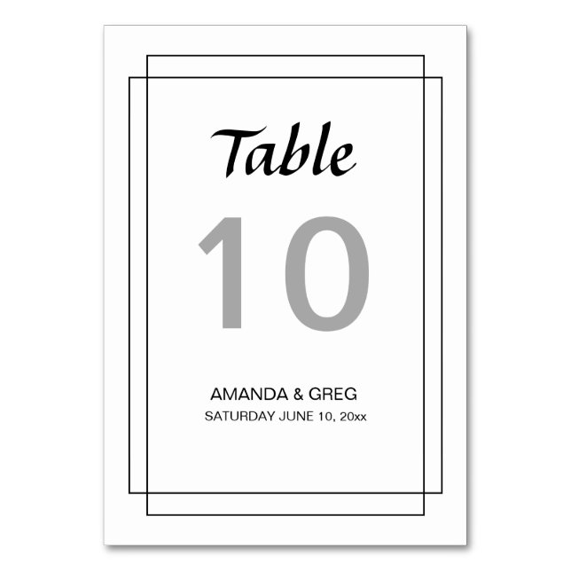 Cartes de nombre de Tableau de mariage (Par défaut)