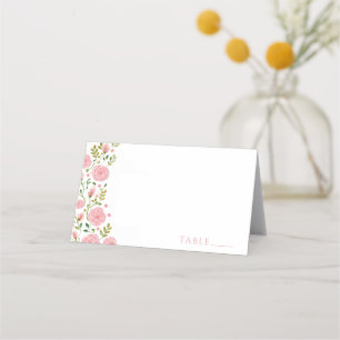 Cartes de Noms Fleurs Roses Tea Party