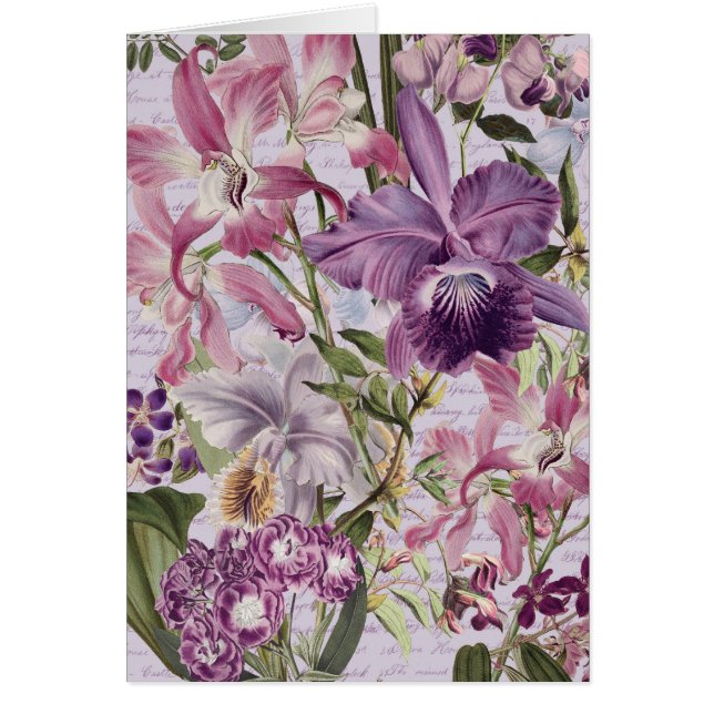 Cartes de note 5x7 florales à grande échelle orchi (Devant)