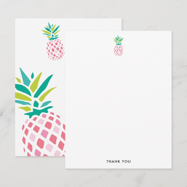 Cartes de note assez roses de Merci d'ananas (Devant / Derrière)