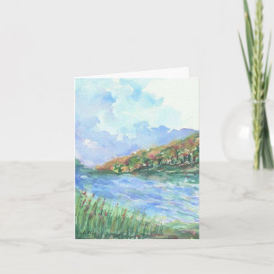 cartes de note de blanc d'aquarelle de paysage de