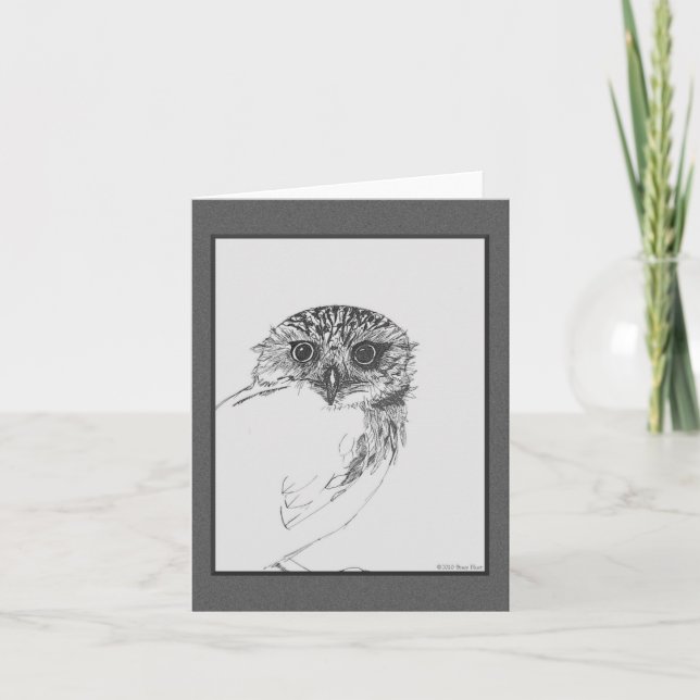 Cartes de note de blanc de petit hibou (Devant)