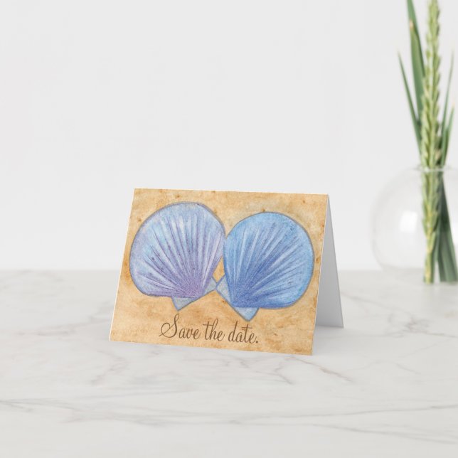 Cartes de note de Coquilles de Mer Bleu Violet Enr (Devant)