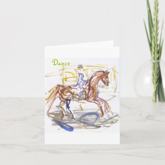 Cartes de note de "danse".  Aquarelle de cheval et (Devant)