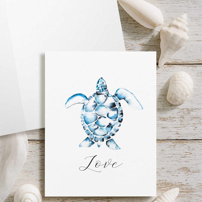 Cartes De Note De La Tortue De Mer Aquarelle Avec  (Sea turtle gifts greeting card with watercolor art by Victoria Grigaliunas Do Tell A Belle)