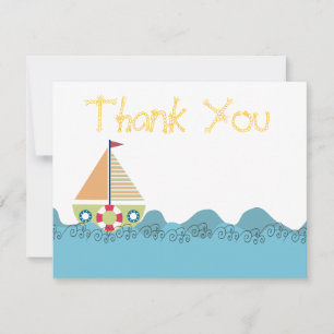 Cartes de note de Merci d'anniversaire de bateau à